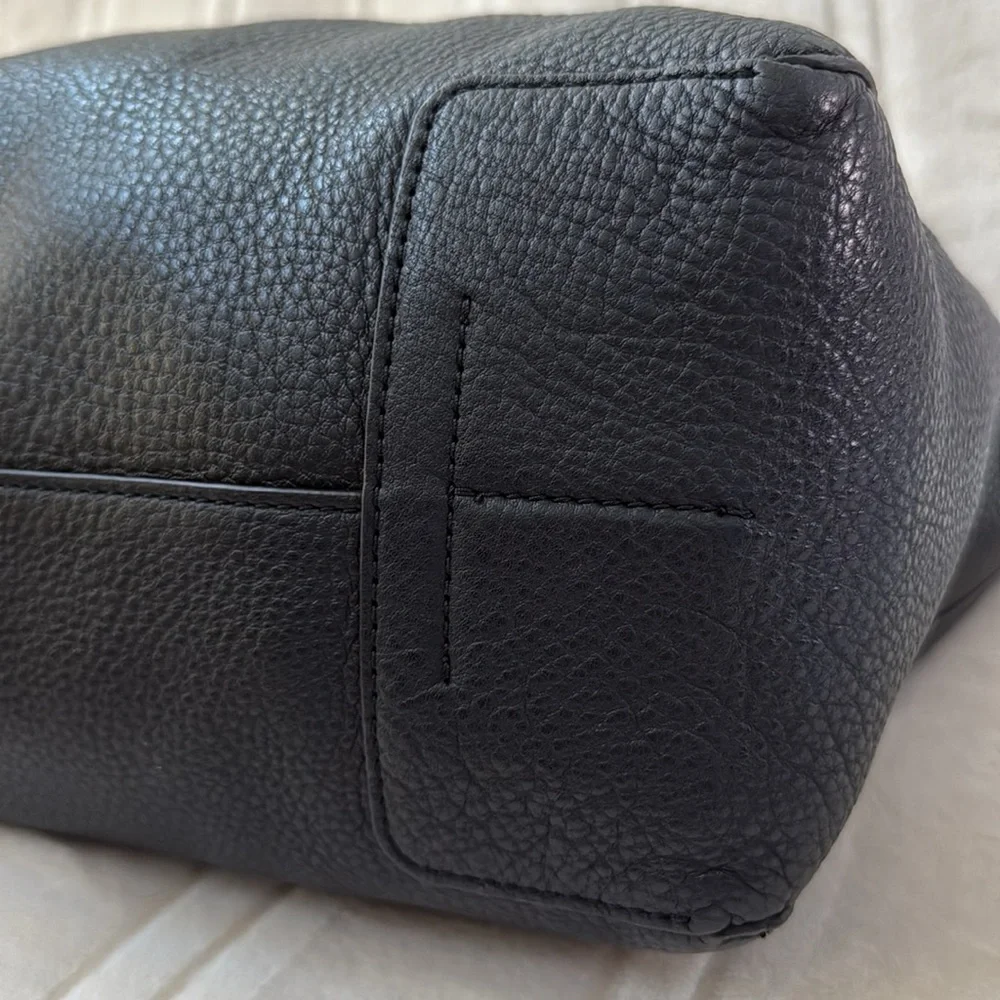Tory Burch Perry Black Pebble Leather Hobo Shoulder Bag